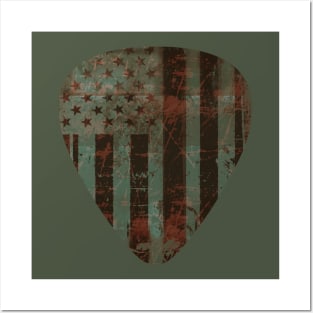 Military American Flag Guitar pick Posters and Art